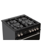 Creda C60DFDOBL 59.8cm Double Oven Dual Fuel Cooker with Gas Hob - Black