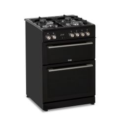 Creda C60DFDOBL 59.8cm Double Oven Dual Fuel Cooker with Gas Hob - Black