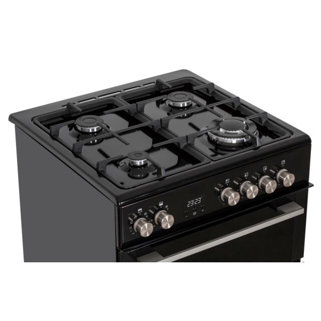 Creda C60DFDOBL 59.8cm Double Oven Dual Fuel Cooker with Gas Hob - Black