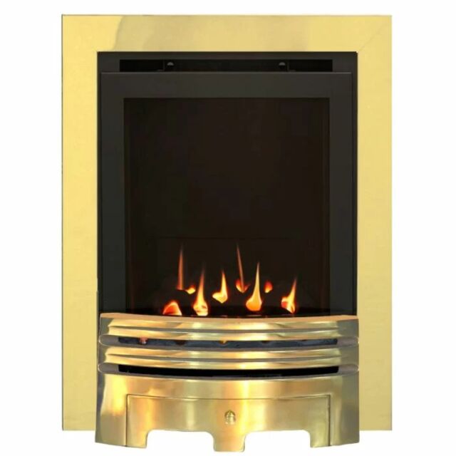 Sirocco Grace Slimline High Efficiency Glass Fronted Gas Fire - Brass
